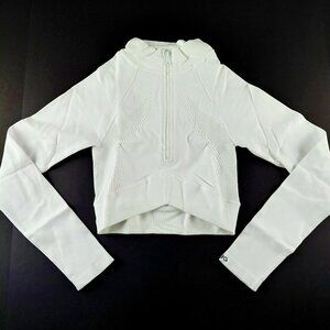 Joja Exhale Quarter Zip Cropped Jacket Women's Size Small White Athletic